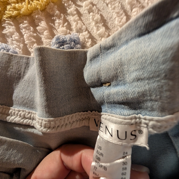 VENUS Light Blue Button Front Flare Jeans With Tie Belt! - Picture 6 of 10